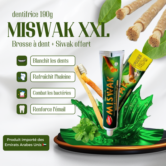 MISWAK XXL 190G (+1 SIWAK ET 1 BROSSE À DENTS OFFERTES)